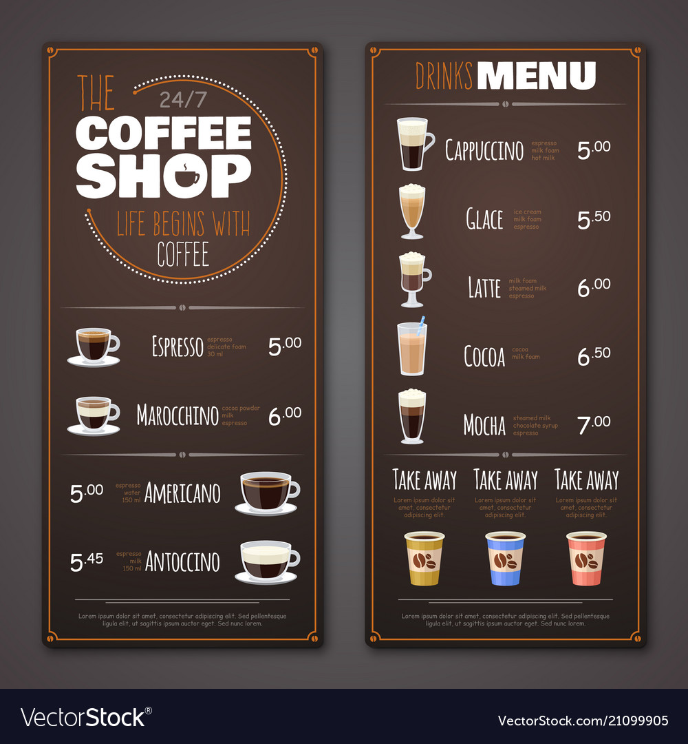 Coffee Shop Menu Design Template Royalty Free Vector Image