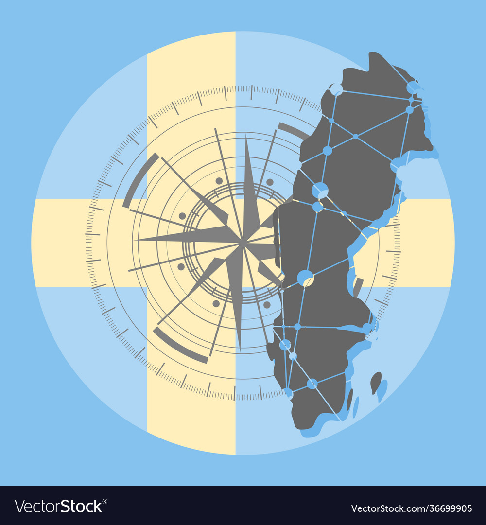 Compass symbol on geometry pattern vector image Compass symbol on geometry pattern