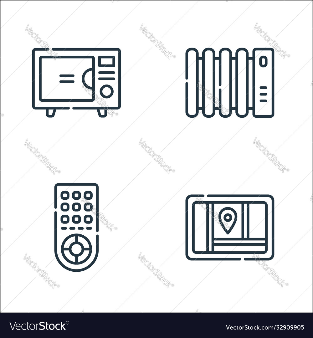 Electronics line icons linear set quality vector image Electronics line icons linear set quality
