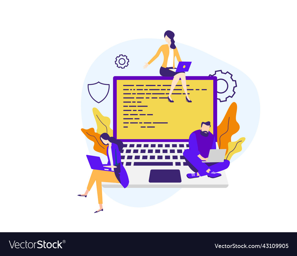 Flat design support team
