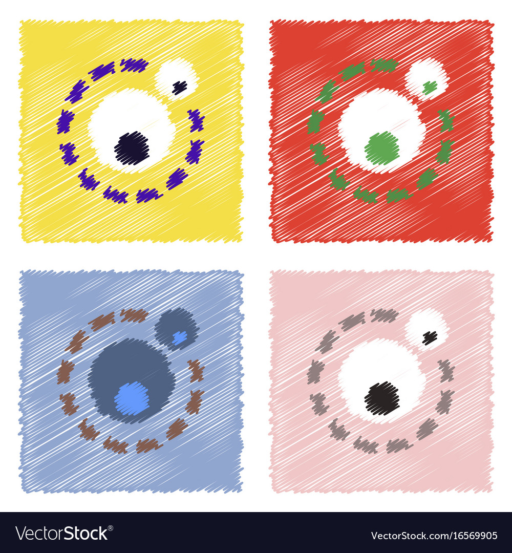 Flat icon design collection two atoms in hatching