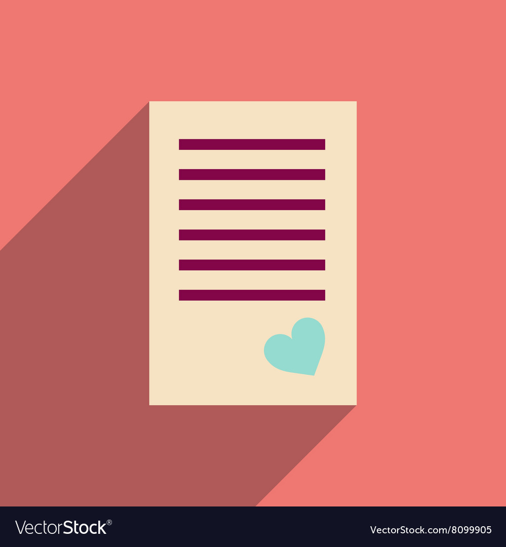 Flat icon with long shadow love letter