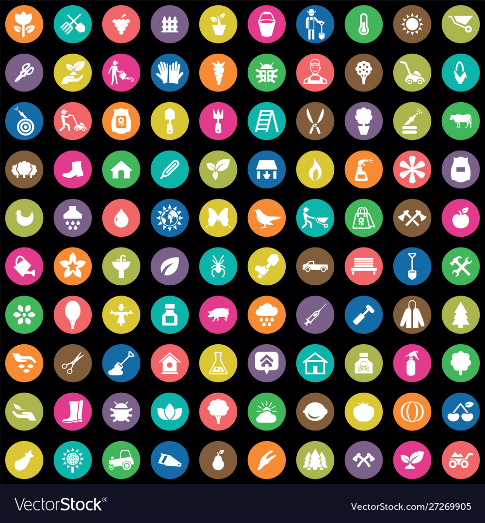 Gardening 100 icons universal set for web and ui