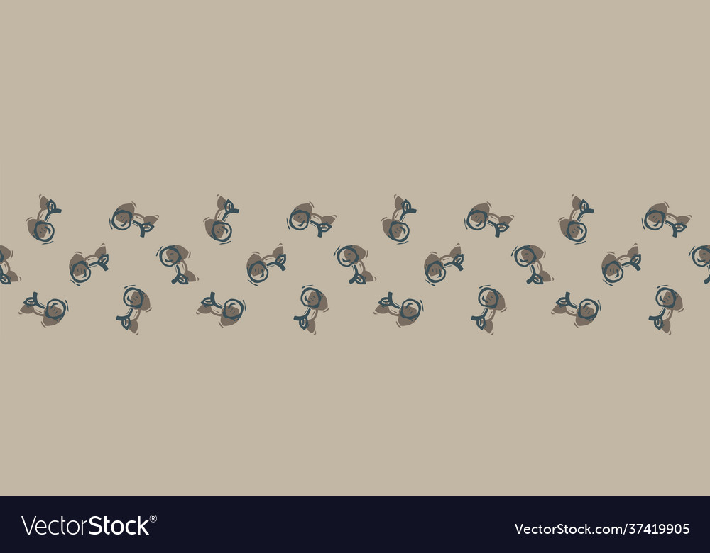 Hand carved cherry block print seamless border vector image Hand carved cherry block print seamless border