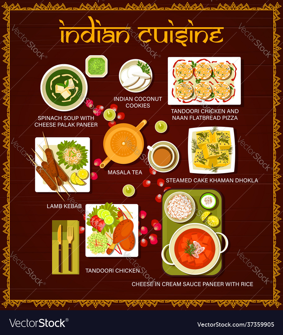 Indian Food Restaurant Meals Menu Royalty Free Vector Image