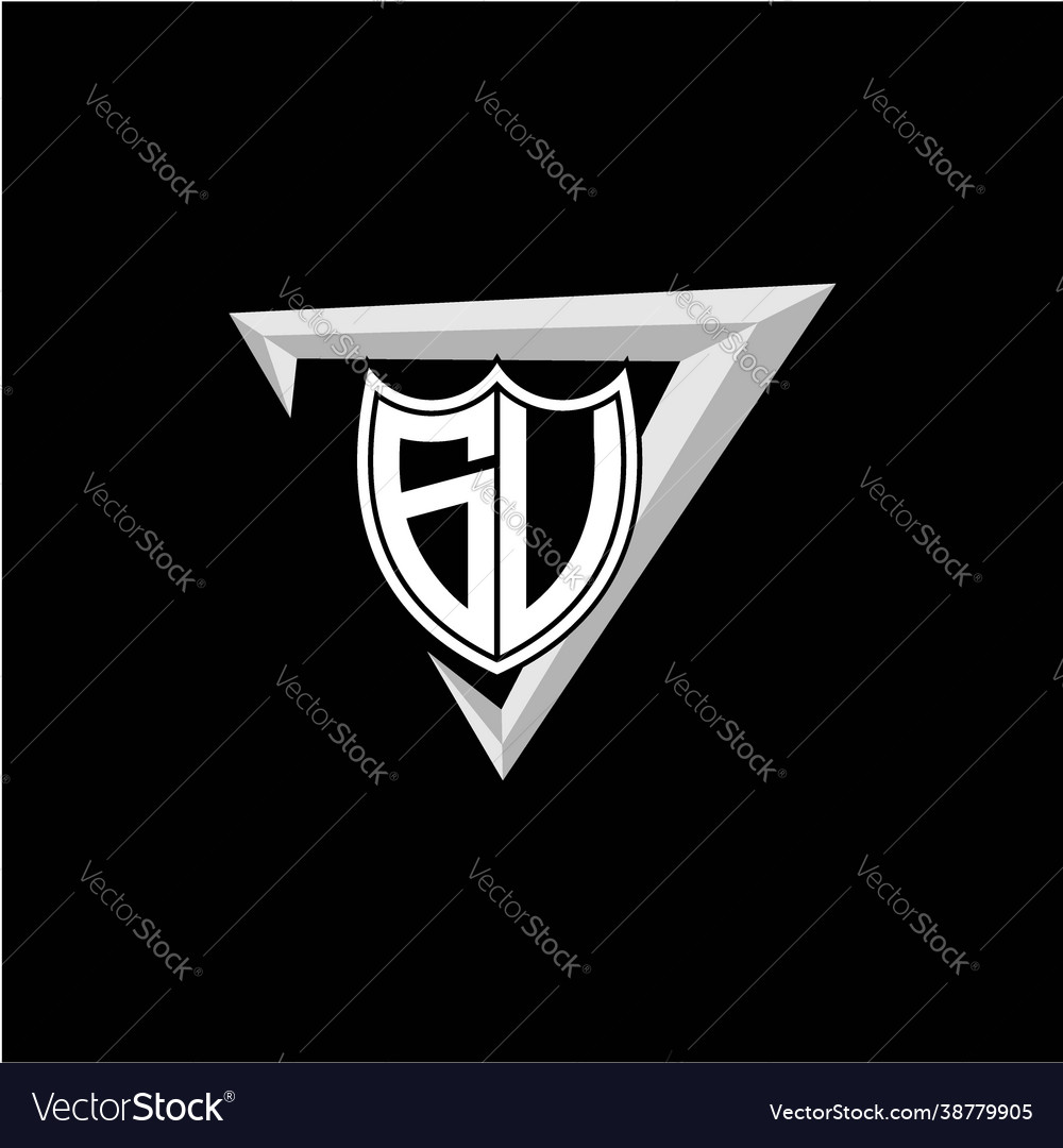 Initial letter g u shield shape with triangular