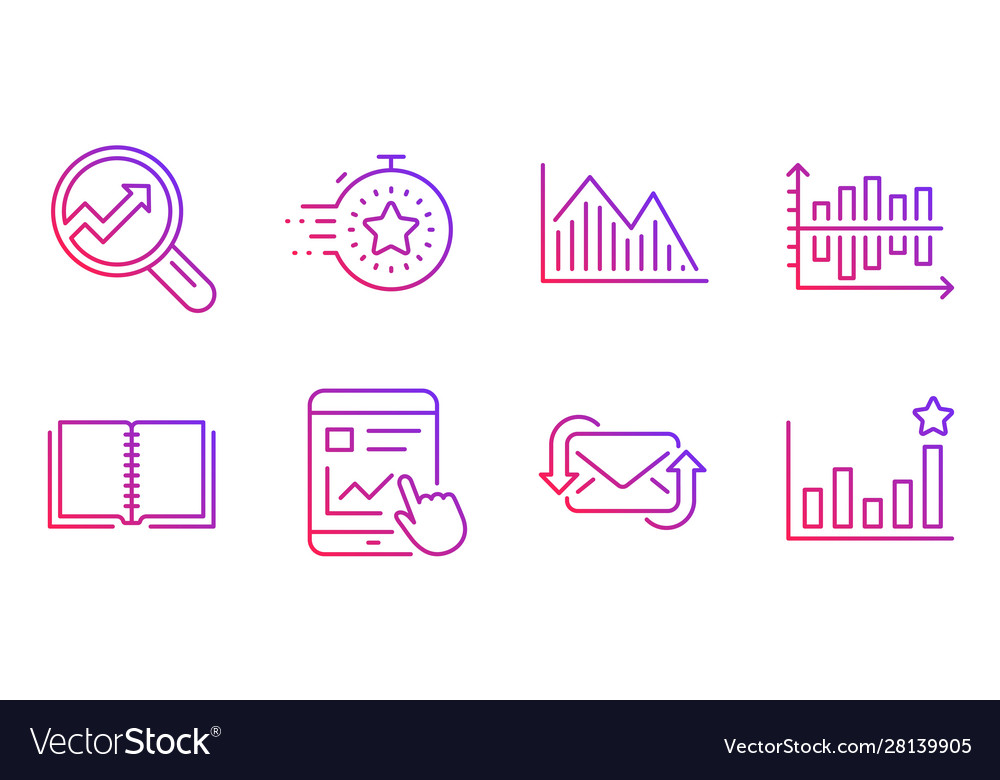 Internet report timer and refresh mail icons set vector image Internet report timer and refresh mail icons set