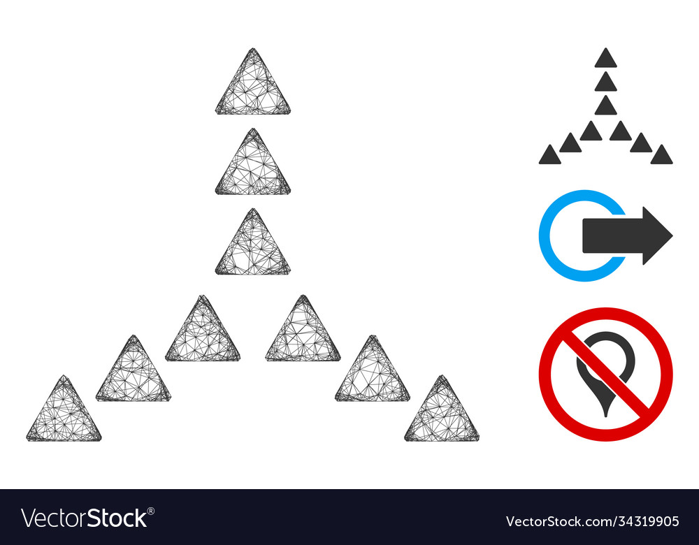 Outside direction triangles polygonal web vector image Outside direction triangles polygonal web