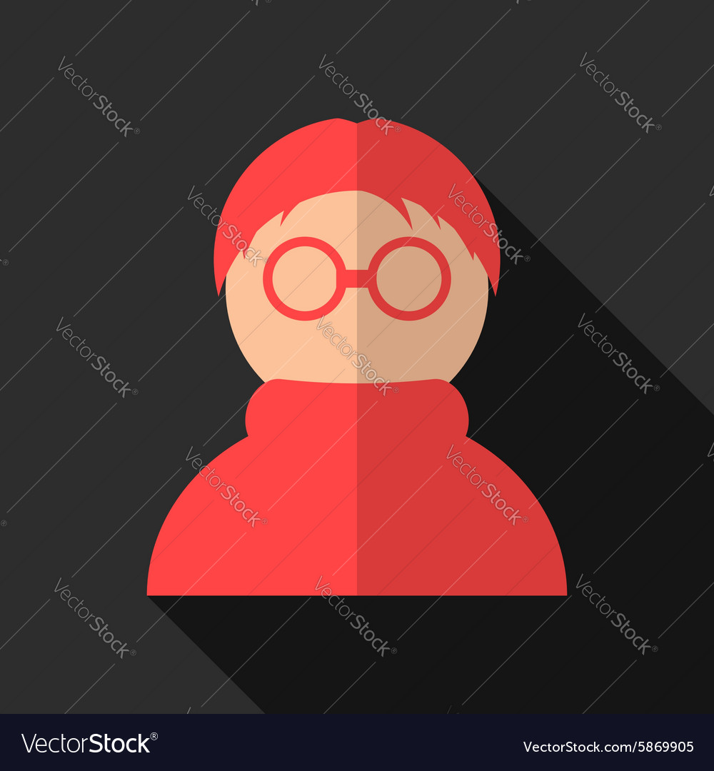 Red anonymous icon with long shadow