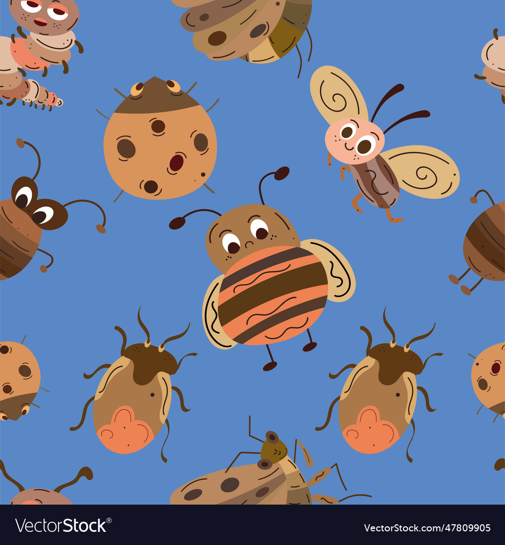 Seamless pattern background with insect sketch