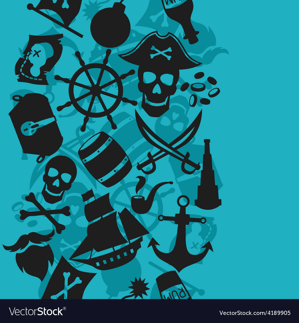 Seamless pattern on pirate theme with objects