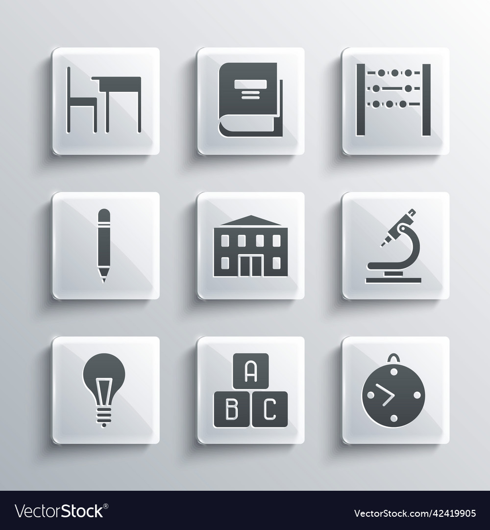 Set abc blocks clock microscope school building