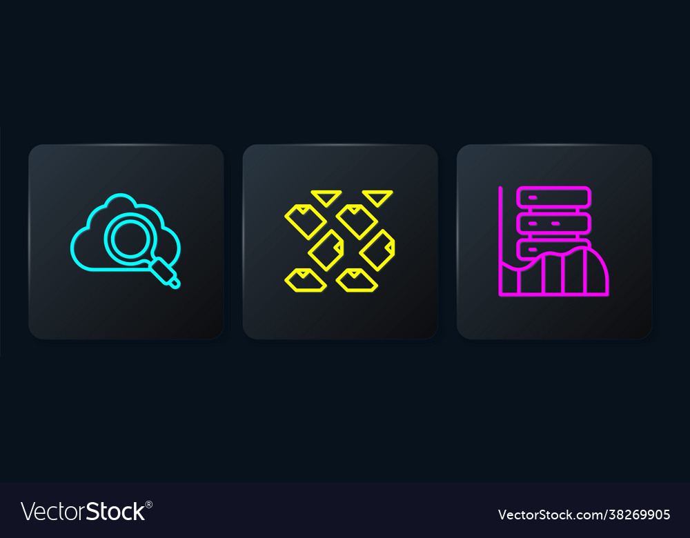 Set line search cloud computing server data web vector image Set line search cloud computing server data web