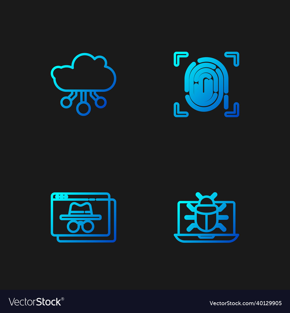 Set line system bug on monitor browser incognito vector image Set line system bug on monitor browser incognito