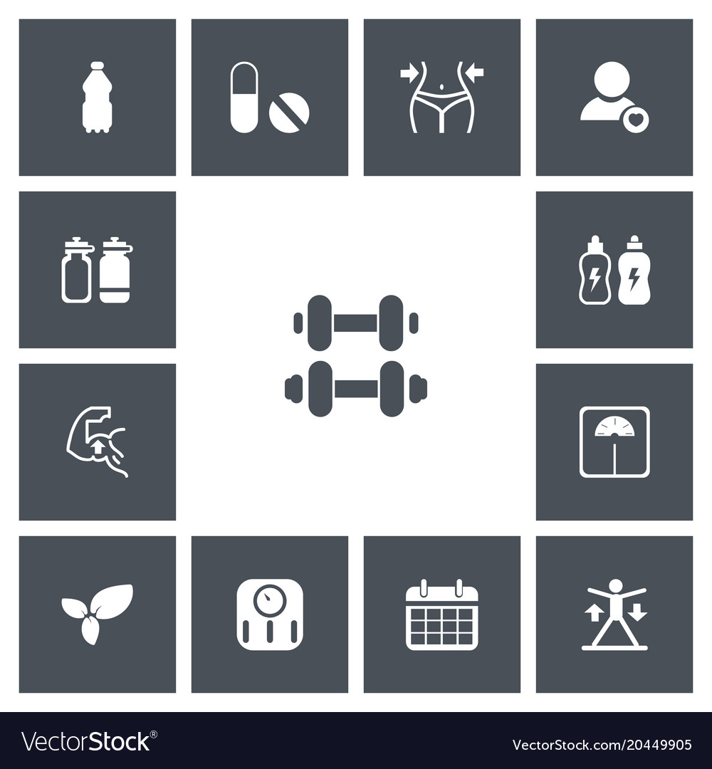 Set of 13 editable exercise icons includes