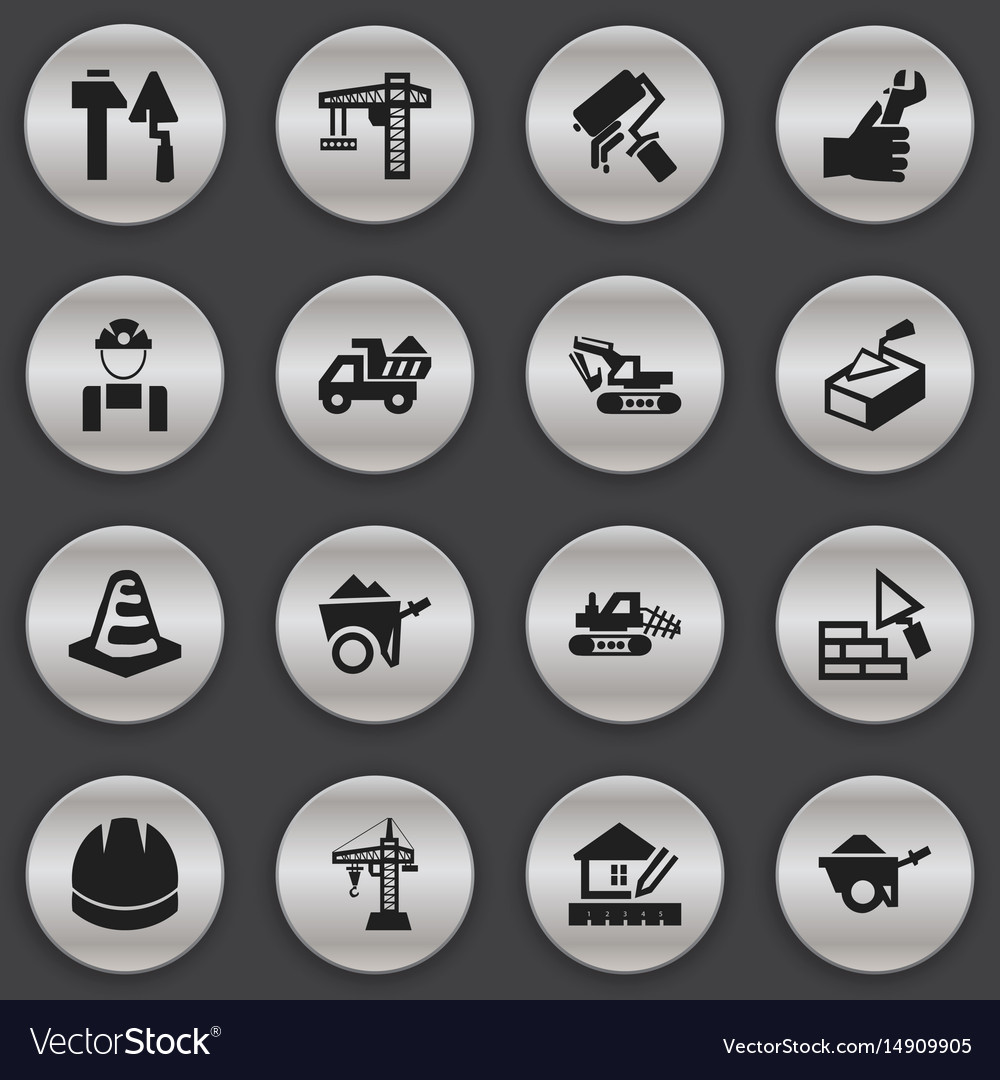 Set of 16 editable building icons includes