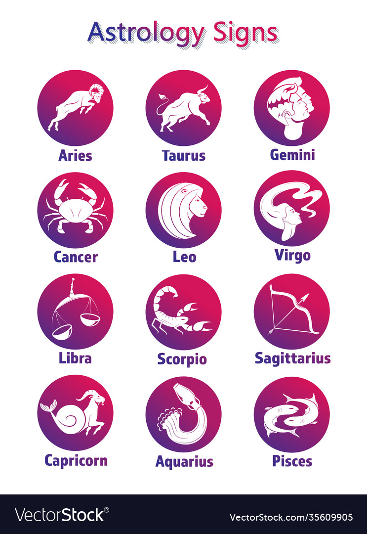 Set zodiac signs Royalty Free Vector Image - VectorStock