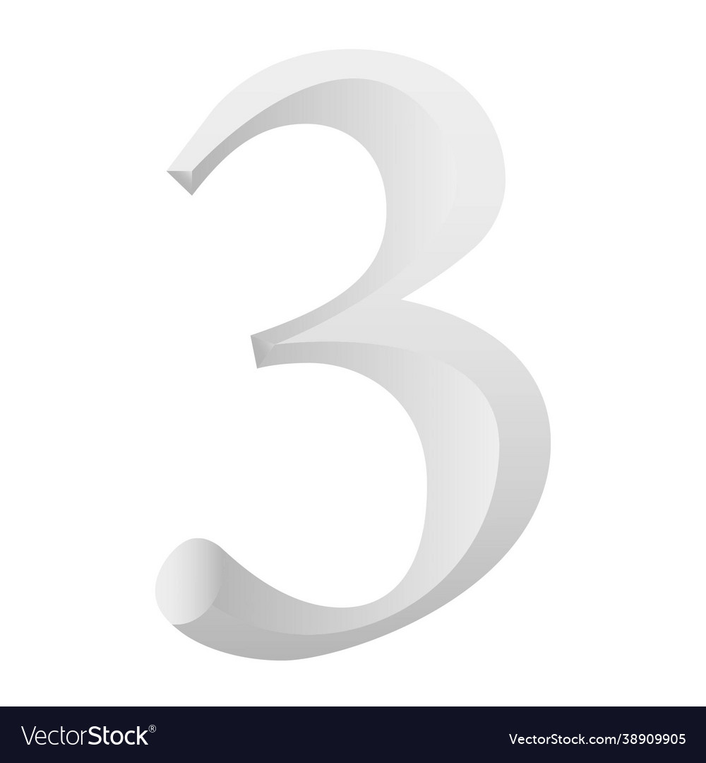 Silver number three with gradient Vector Image Silver number three with gradient