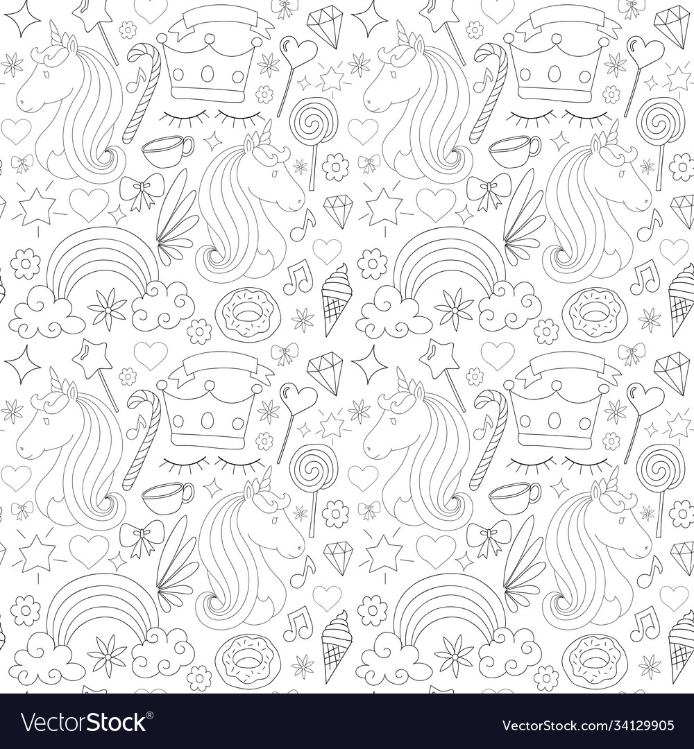Unicorn seamless pattern Vector Image Unicorn seamless pattern