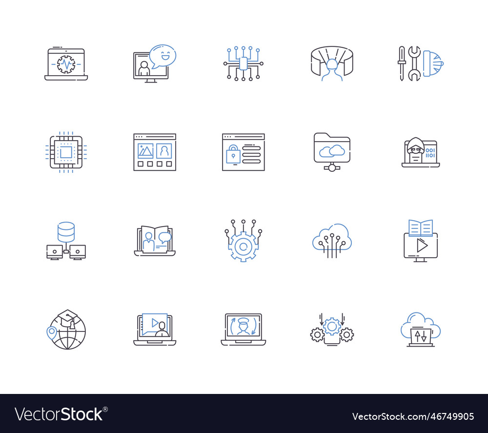 Website outline icons collection webpage