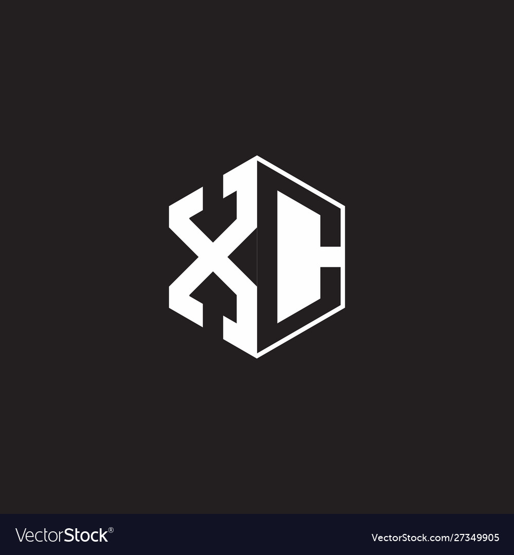 Xc logo monogram hexagon with black background Vector Image