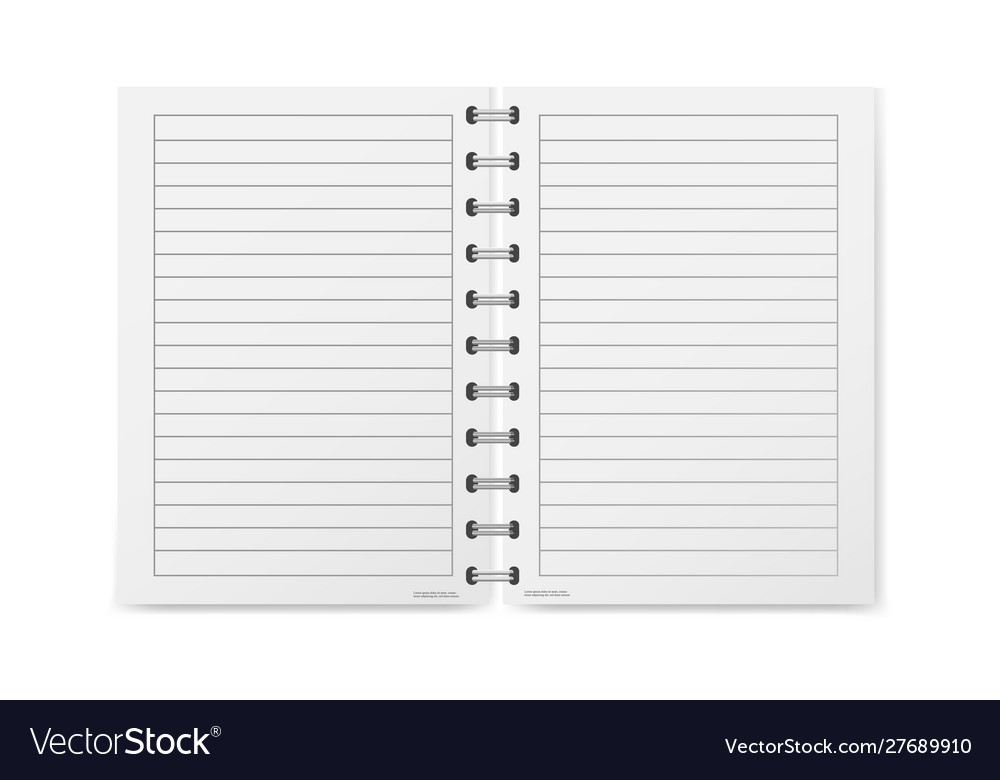 A realistic open exercise book with silver vector image A realistic open exercise book with silver