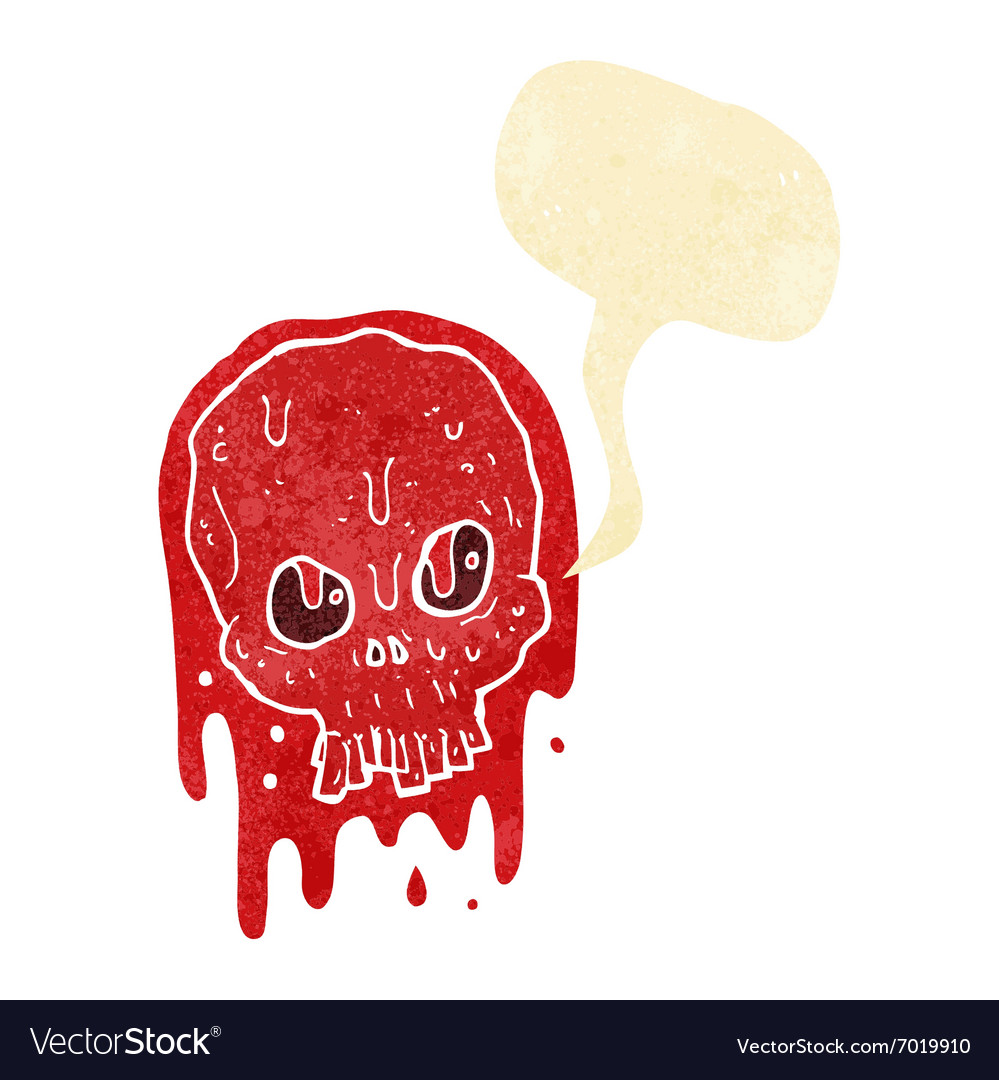 Cartoon bloody skull with speech bubble