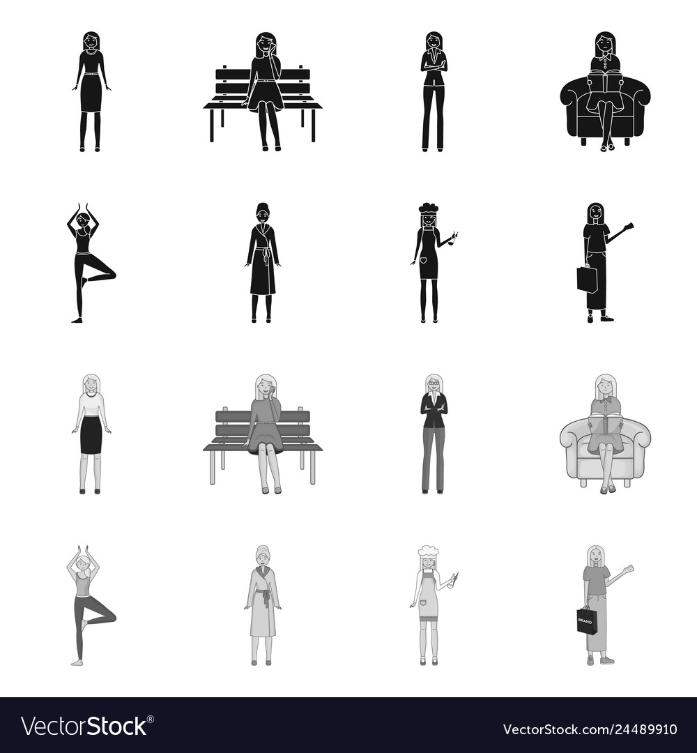 Design of posture and mood sign set