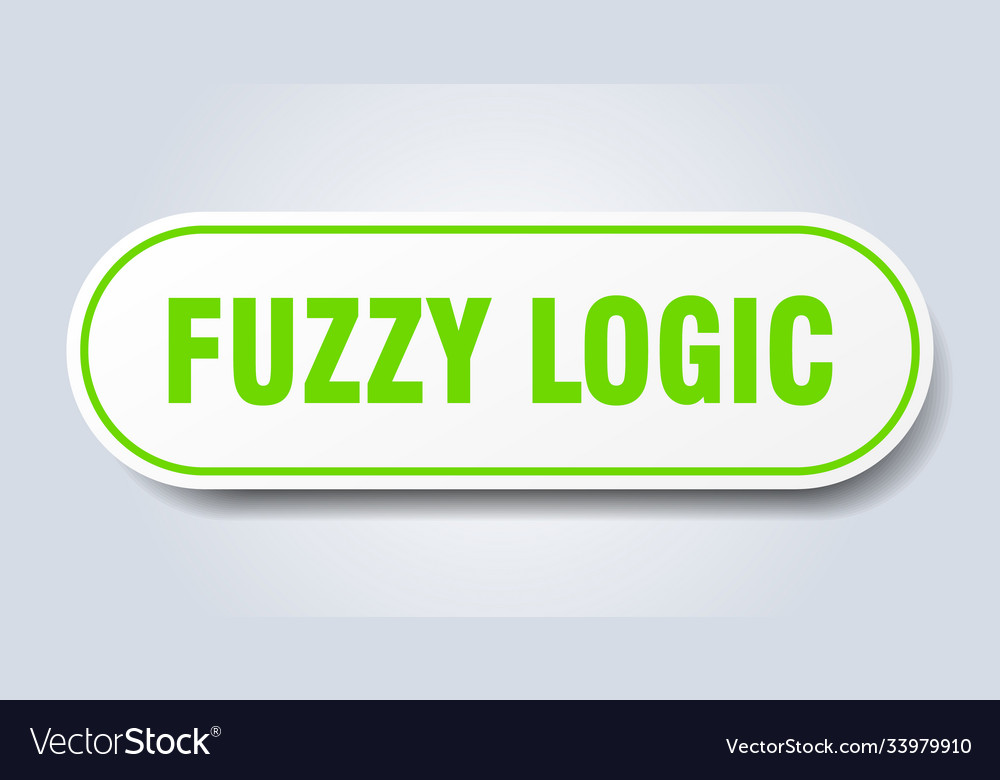 Fuzzy logic sign rounded isolated button white