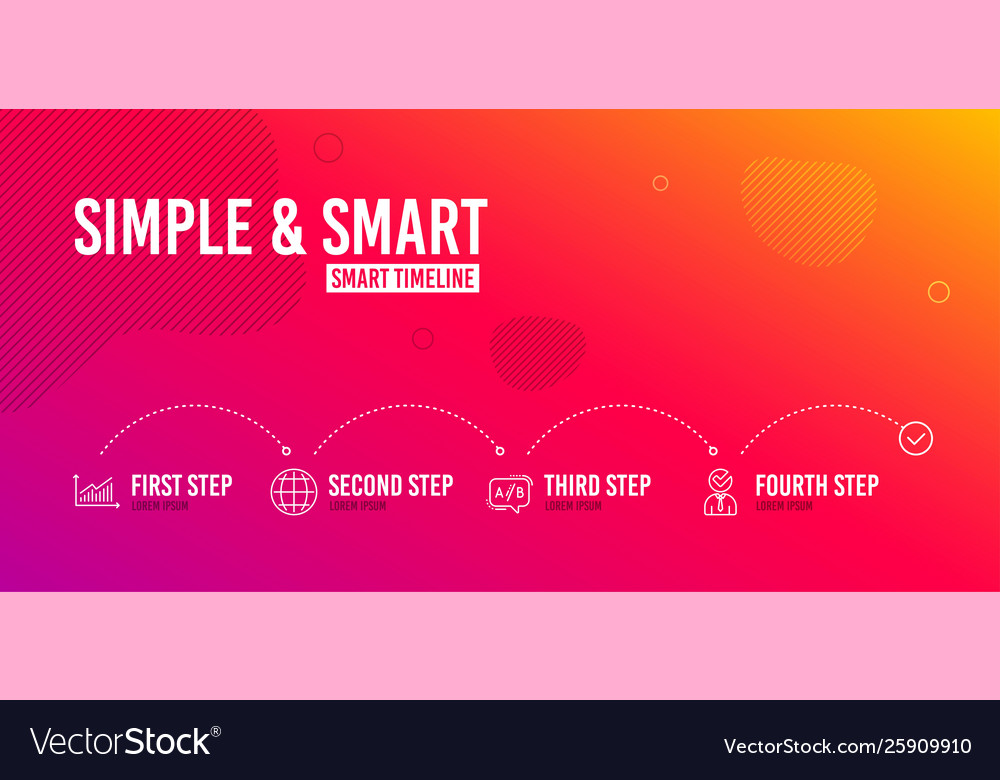 Graph ab testing and globe icons set vacancy vector image Graph ab testing and globe icons set vacancy