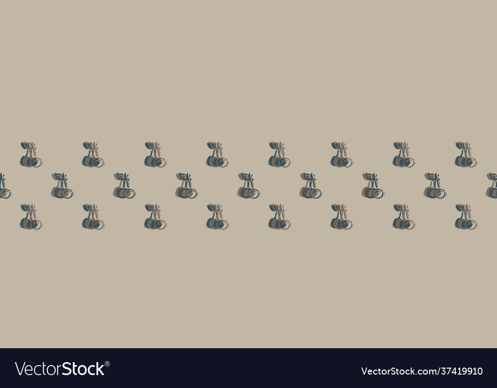 Hand carved cherry block print seamless border vector image Hand carved cherry block print seamless border