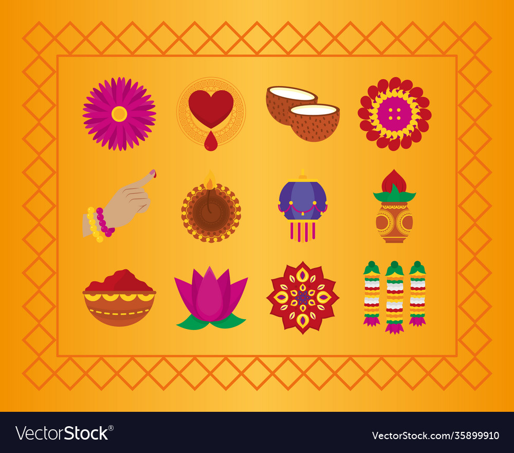 Icon set bhai dooj colorful design