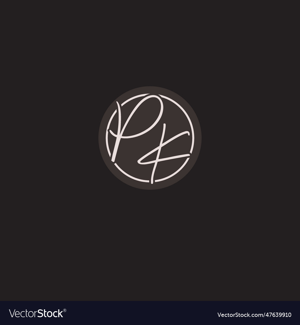 Initials pk logo monogram with simple circle line