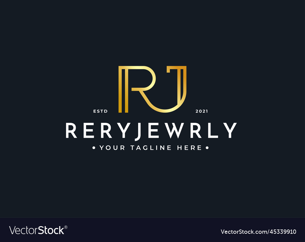 Minimalist letter r j luxury logo design template