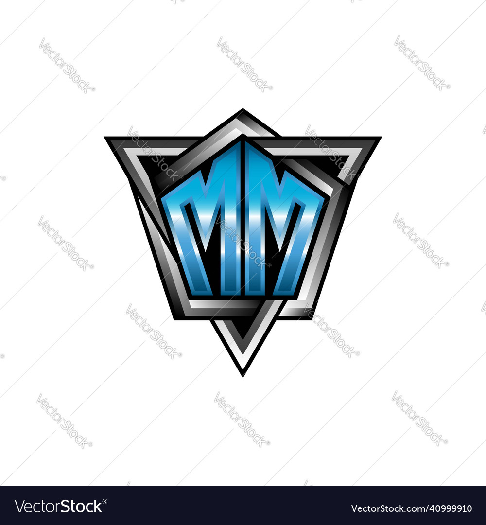 Mm blue light logo monogram geometric design