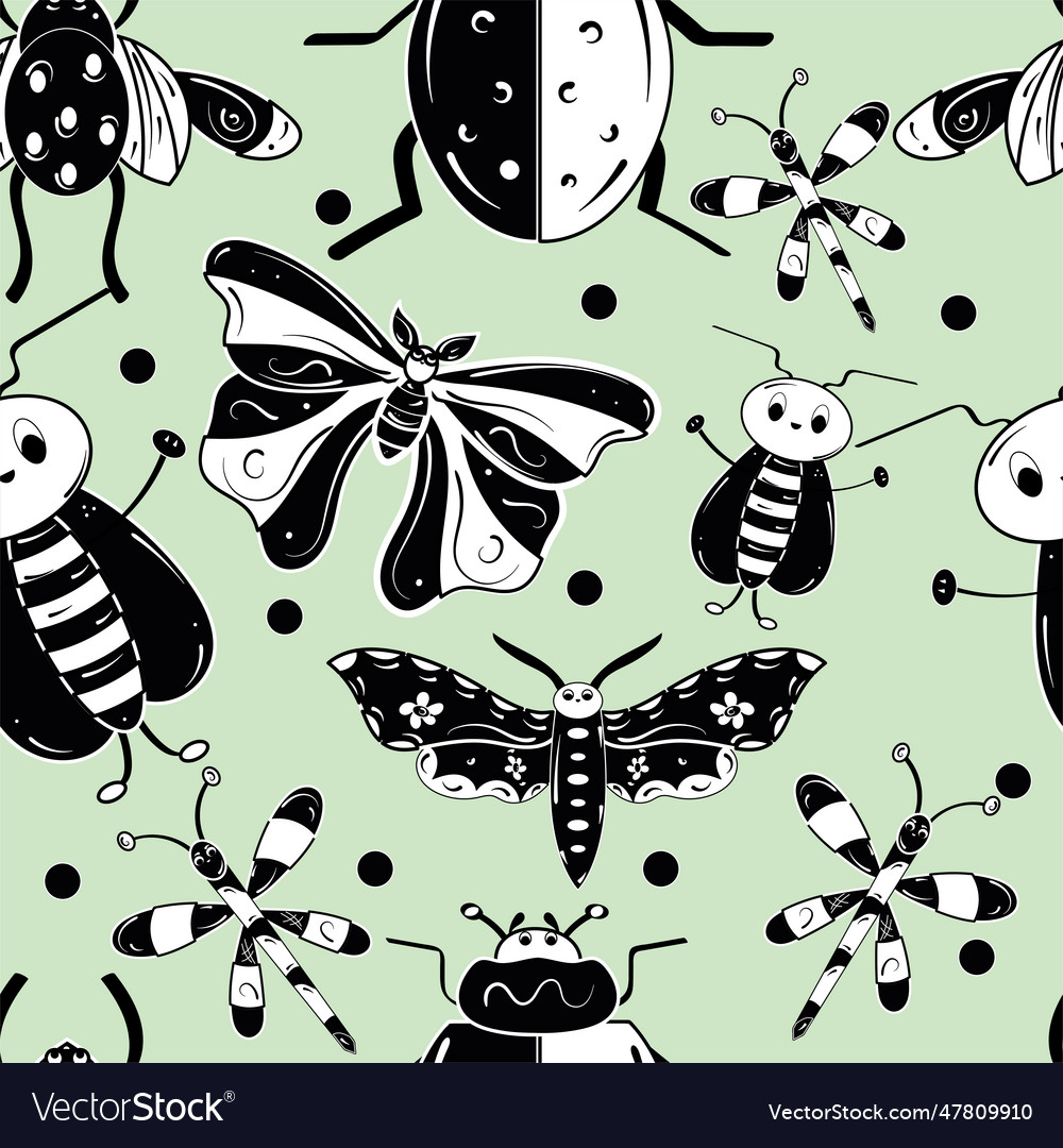Seamless pattern background with insect sketch