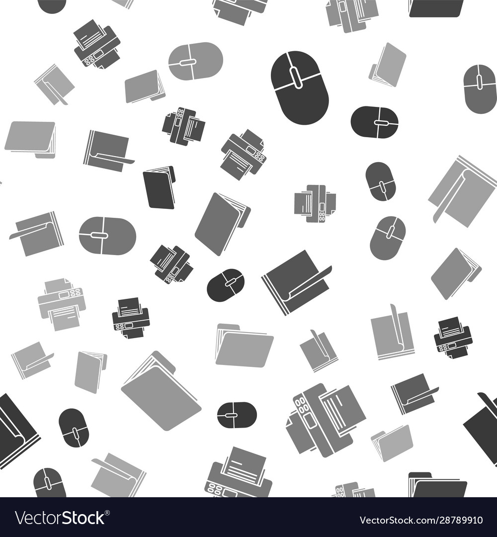Set computer mouse printer file document vector image Set computer mouse printer file document