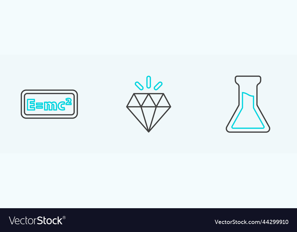 Set line test tube and flask equation solution Vector Image Set line test tube and flask equation solution