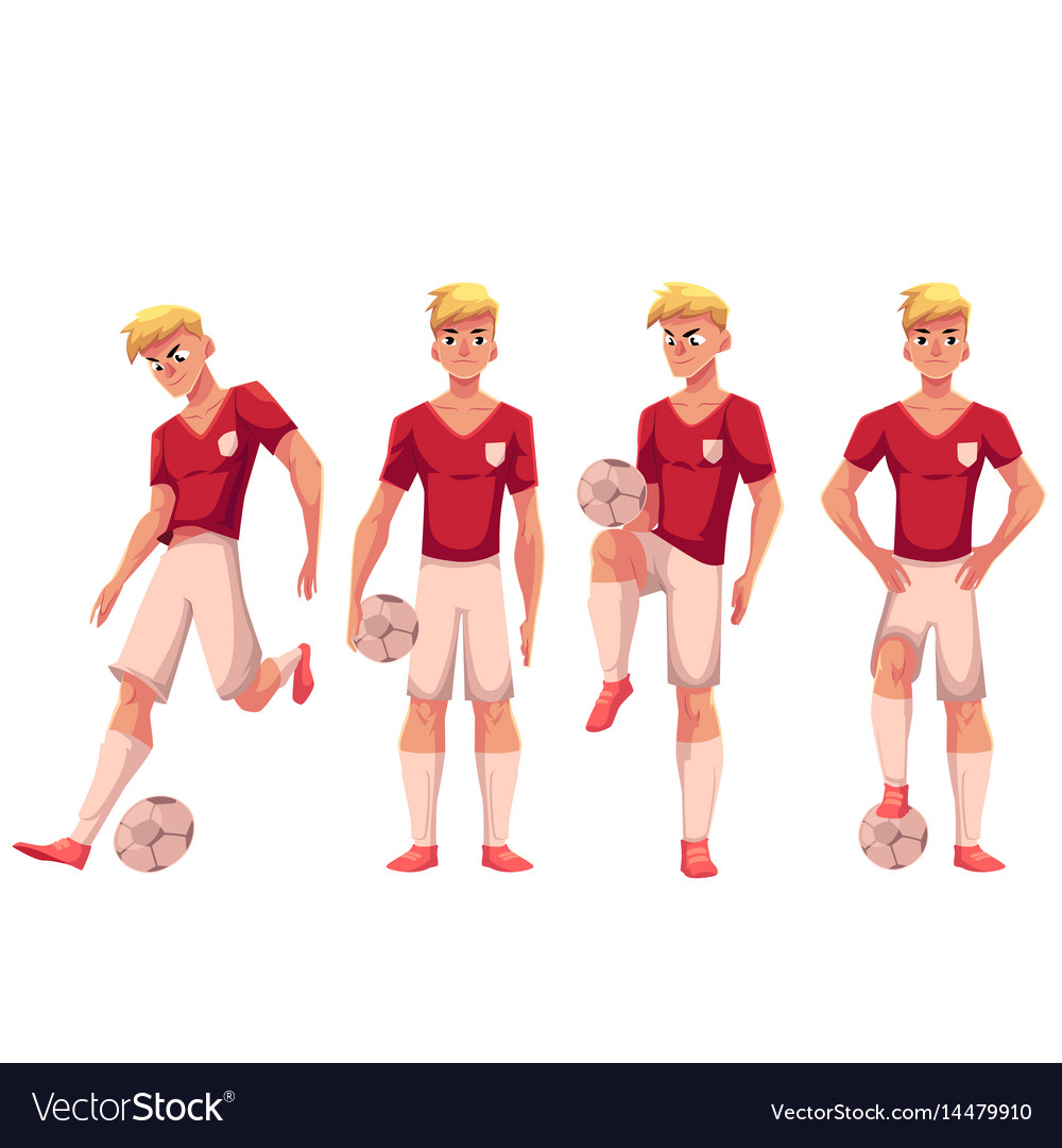 Set of soccer football player in different