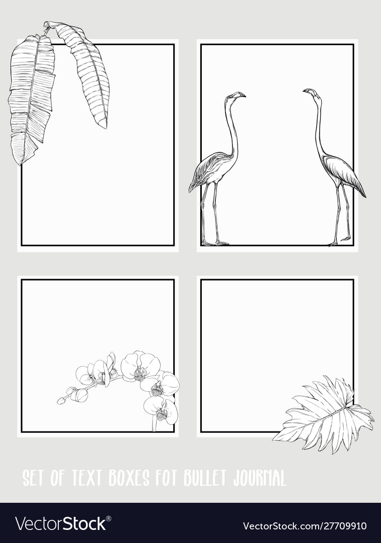 Set text boxes for bullet journal or notes vector image Set text boxes for bullet journal or notes
