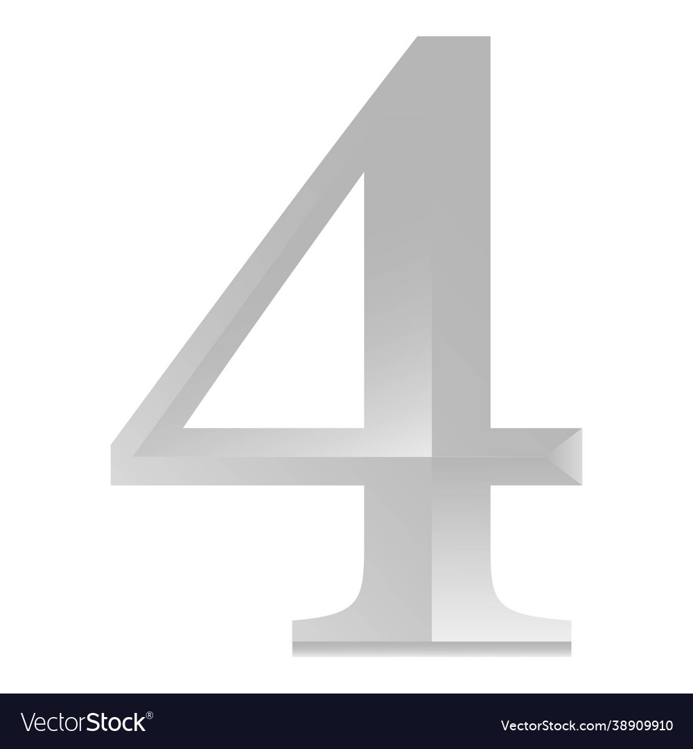 Silver number four with gradient vector image Silver number four with gradient