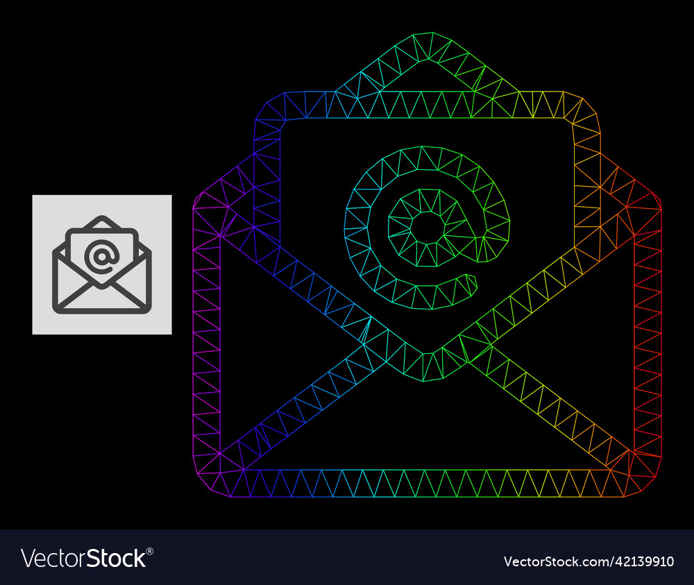 Spectrum gradiented polygonal net open email icon vector image Spectrum gradiented polygonal net open email icon