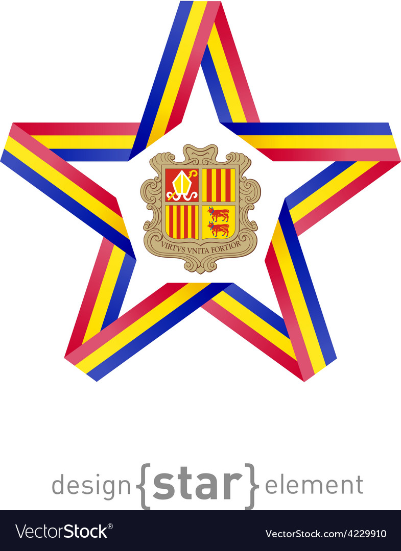 Star with andorra flag colors and symbols design