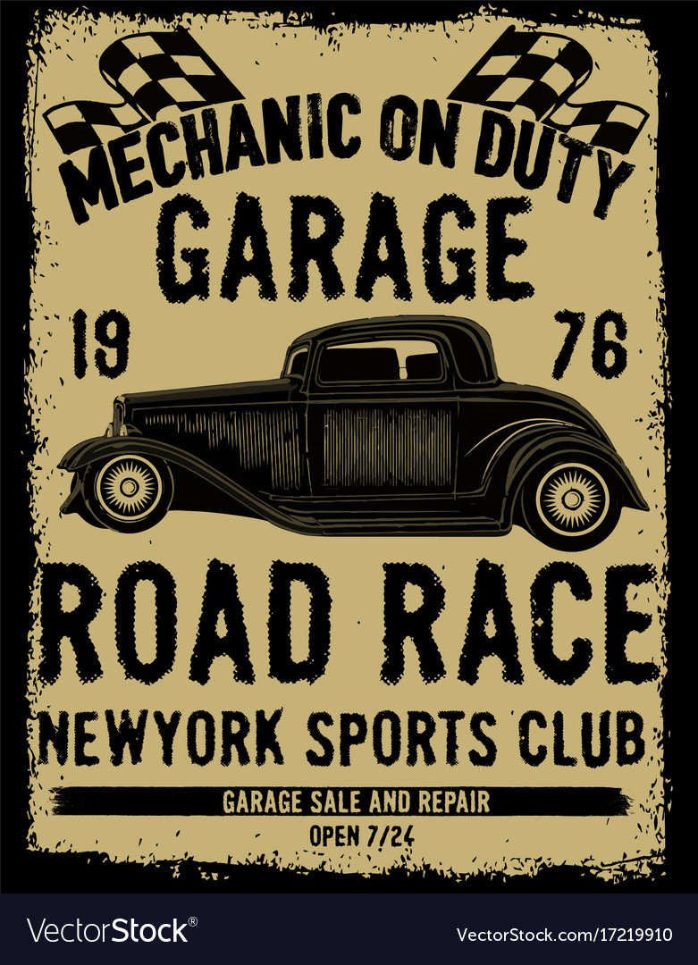 Vintage Car Tee Graphic Design Royalty Free Vector Image