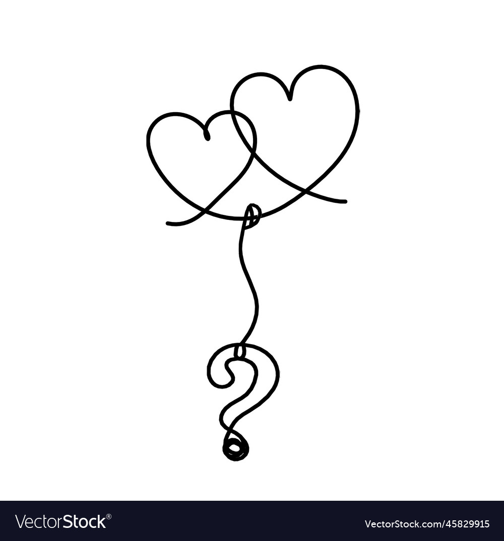 Abstract heart with question mark as continuous vector image Abstract heart with question mark as continuous