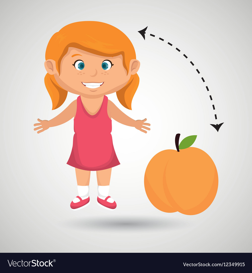Cartoon Mädchen Pfirsich Frucht