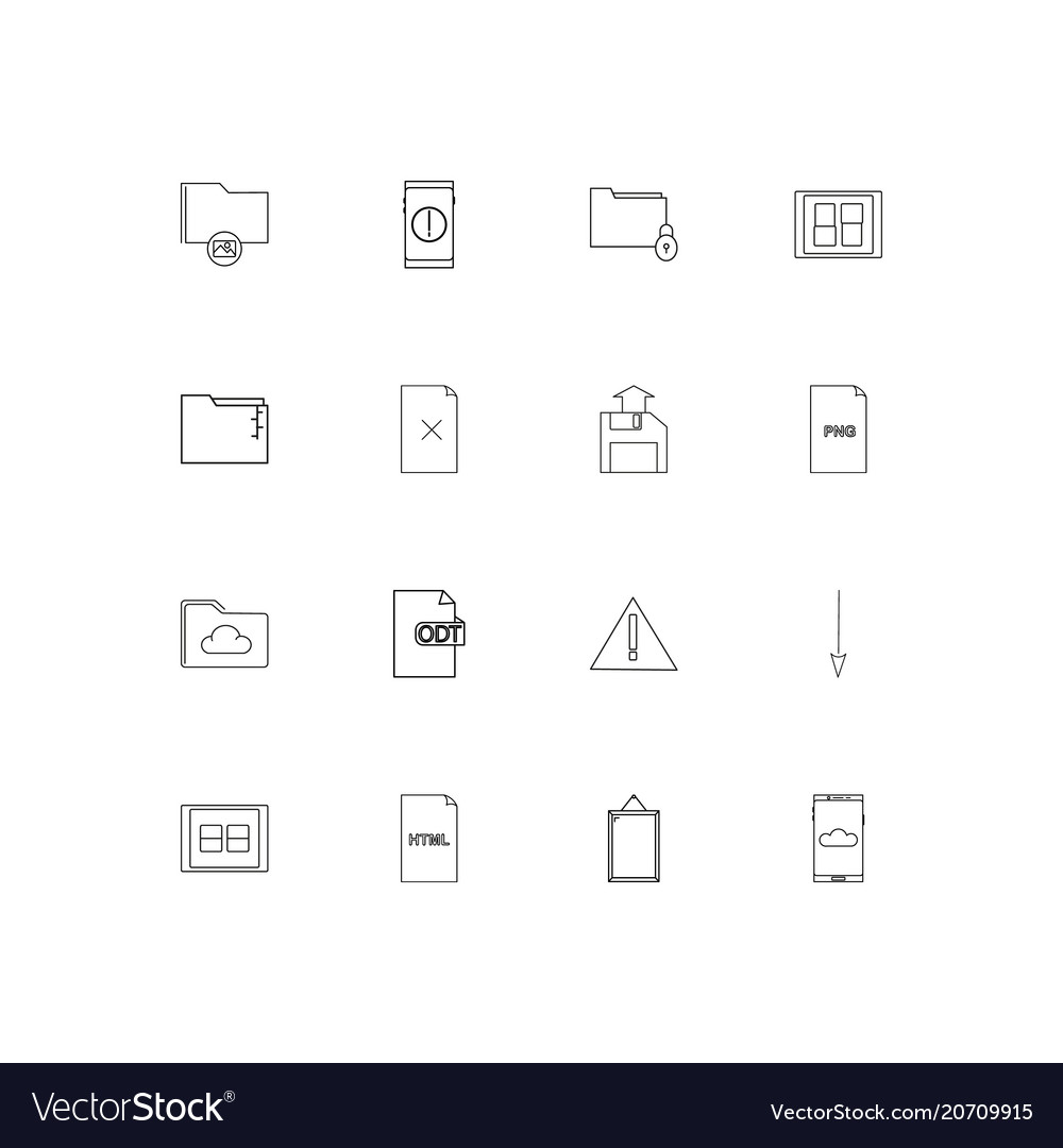 Files and folders sign simple linear icons set