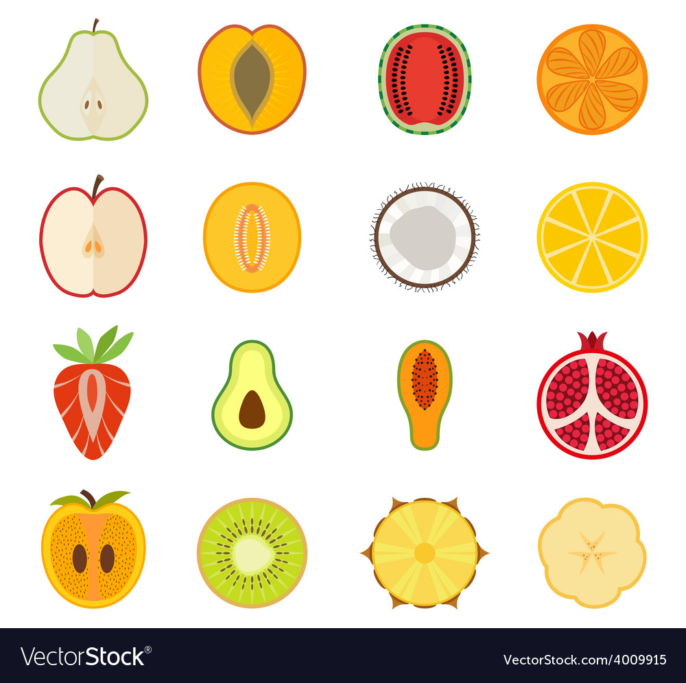 Fruit icon set - pear peach apricot