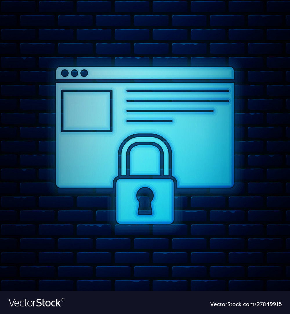 Glowing neon secure your site with https ssl icon vector image Glowing neon secure your site with https ssl icon