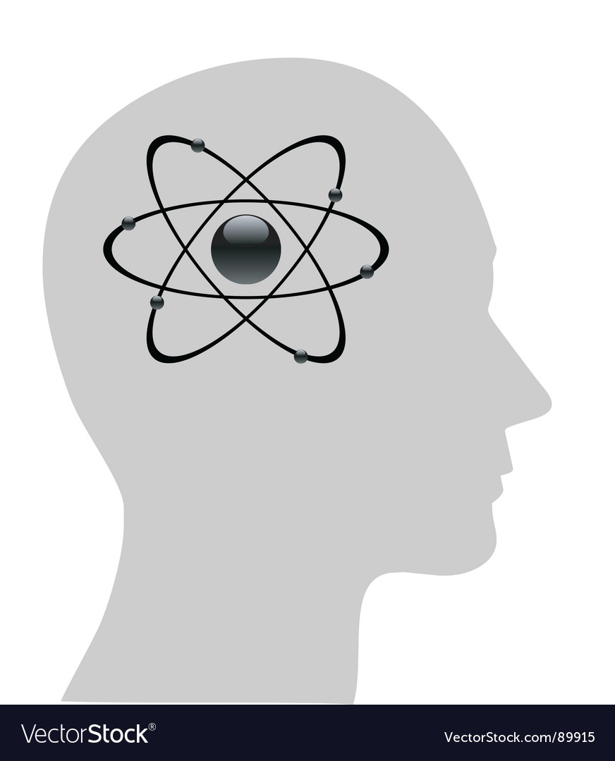 Human Brain with Atomic Symbol